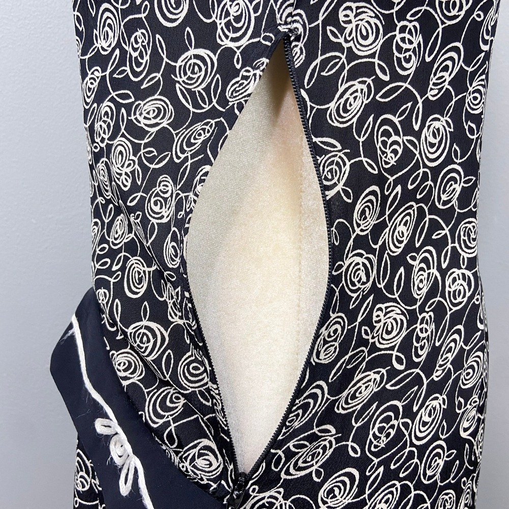Vintage 80s 90s Laundry Shelli Segal Dress Sz 14 Black Floral Retro Swing Pinup - Picture 8 of 15